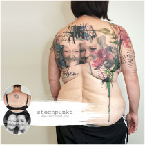 Trash Aquarell Mutter Tochter Eichelhaeher Blumen Cover Up Tattoo