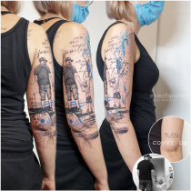 Trash Aquarell Familie Foto Cover Up Tattoo