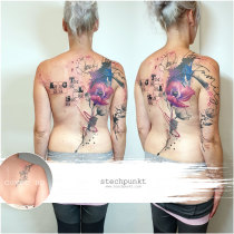 Trash Aquarell Mohnblumen Familie Cover Up Tattoo