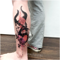 Trash Aquarell Maleficent Tattoo
