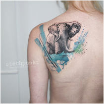 Trash Aquarell Elefant Tattoo