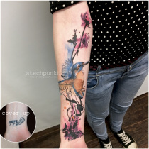 Trash Aquarell Eisvogel Cover Up Tattoo