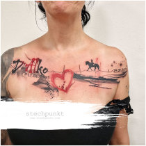 Trash Polka Herz EKG Pferd Tattoo