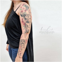 Trash Aquarell Kirschblueten Rehkitz Magnolie Eule Tattoo
