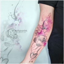 Trash Aquarell Mama Engelskind Blumen Tattoo