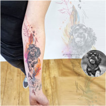 Trash Aquarell Feder Hund Tattoo