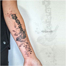 Schwarzgrau Vogel Wanderlust Trash Fineline Tattoo