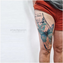 Trash Aquarell Schmetterling Tattoo