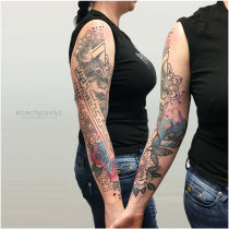 Trash Aquarell Mandala Rosen Katze Tattoo