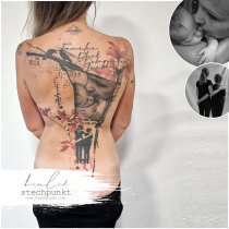 Trash Aquarell Fingerabdruck Familie Tattoo