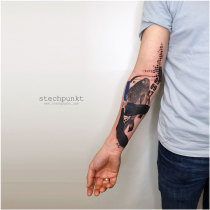 Trash Polka Fisch Erinnerung Tattoo