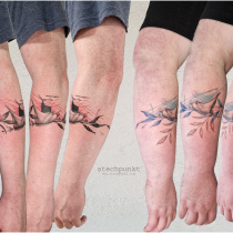 Trash Aquarell Geschwistertattoo Rochen Tattoo