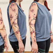 Trash Aquarell Kirschbluetenzweig Tattoo