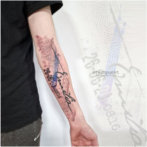 Trash Polka Lettering Tattoo