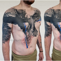 Trash Polka Adler Cover Up Tattoo