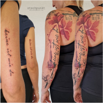 Trash Aquarell Orchideen Schriftzug Mutter Tochter Tattoo