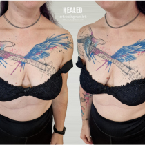 Trash Aquarell Bullenschaedel E-Gitarre Tattoo