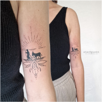 Schwarzgrau Fineline Mandala Pilger Tattoo