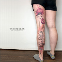 Trash Aquarell Musik Mohnblumen Tattoo