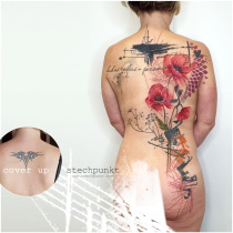 Trash Aquarell Mohnblumen Cover Up Tattoo