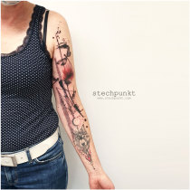 Trash Aquarell Libelle Schottische Distel Tattoo
