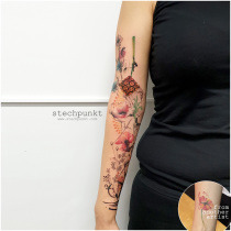 Trash Aquarell Mohnblumen Kornblumen Tattoo