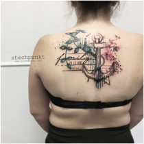 Trash Aquarell Anker Familie Tattoo