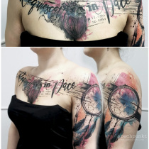 Trash Aquarell Anatomisches Herz Traumfaenger Tattoo