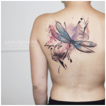 Trash Aquarell Libelle Tattoo