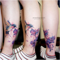 Trash Aquarell Orchideen Kolibri Tattoo