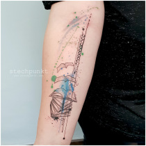 Trash Aquarell Buecher Tattoo
