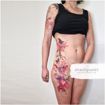Trash Aquarell Orchideen Tattoo