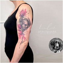Trash Aquarell Magnolie Hund Tattoo