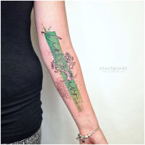 Trash Aquarell Lebensbaum Tattoo