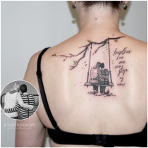 Trash Aquarell Schwestern Auf Schaukel Tattoo