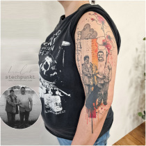 Trash Watercolor Parents Memorial Tattoo