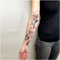 Trash Aquarell Blaetter Fussabdruck Pusteblume Tattoo