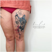 Trash Aquarell Wolf Tattoo