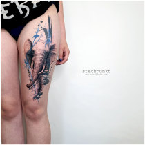 Trash Aquarell Elefant Tattoo