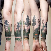 Trash Aquarell Fuchs Wald Tattoo