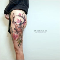 Trash Aquarell Hirsch Tattoo