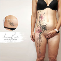 Trash Aquarell Mohnblumen Cover Up Tattoo