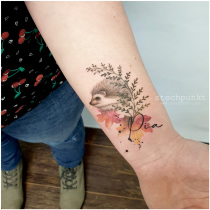 Trash Aquarell Igel Tattoo