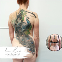 Trash Aquarell Pfau Cover Up Tattoo