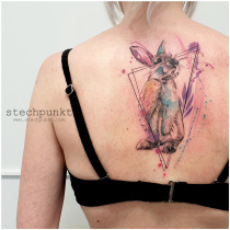Trash Aquarell Hase Tattoo