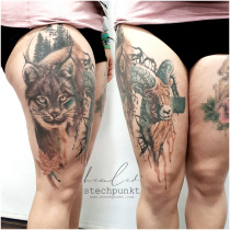 Trash Aquarell Luchs Mufflon Tattoo