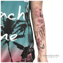 Trash Aquarell Orchideen Tattoo
