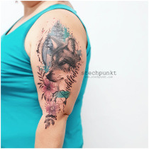 Trash Aquarell Wolf Tattoo