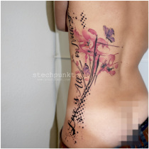 Trash Aquarell Schriftzug Orchideen Tattoo