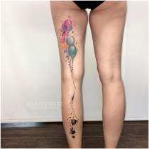 Trash Aquarell Kind Tochter Luftballons Tattoo